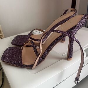 Purple Glitter Strappy Heels